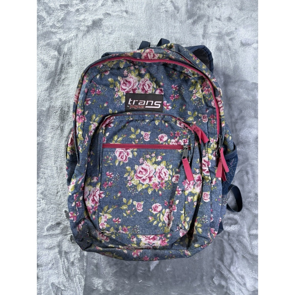 Trans by Jansport Supermax 17" Backpack Retro Floral Blue And Pink